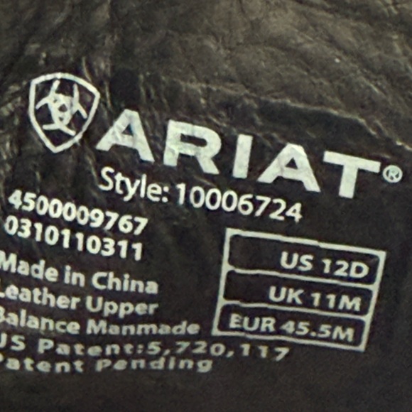 Ariat Men’s Black Leather Cowboy Boots‎ size 12 D - Picture 7 of 8